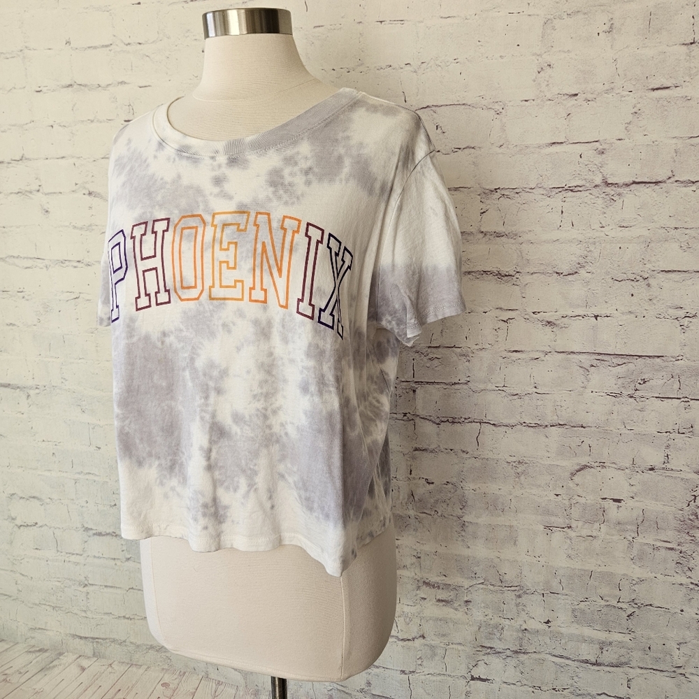 Where I'm From Phoenix Suns Fade Grey Tie Dye Crop Tank XL